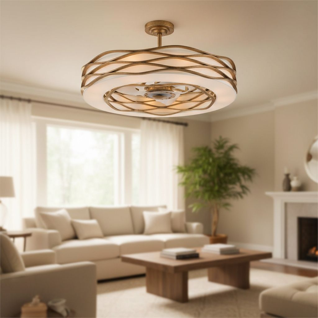 Ribbons Gold Twelve Light Fan Pendant