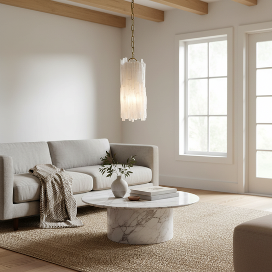 Natural Selenite Single-Light Pendant Fixture Design