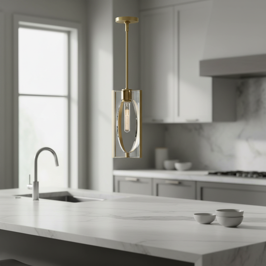 Genesis Acrylic Antique Brass Single Droplight Pendant